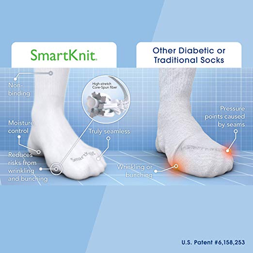 SmartKnit® Seamless Diabetic Socks, Mini-Crew